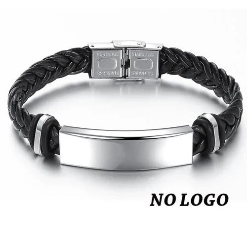 Men's Bracelets Stainless Steel ID Bar Custom Name Date Logo Engrave Bangle & Bracelet Male Jewelry