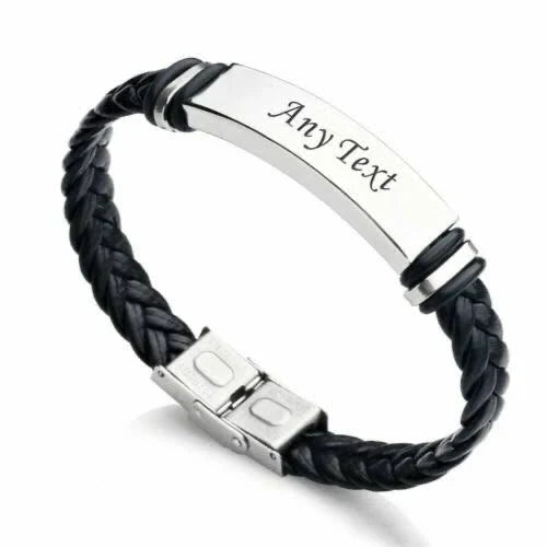 Men's Bracelets Stainless Steel ID Bar Custom Name Date Logo Engrave Bangle & Bracelet Male Jewelry